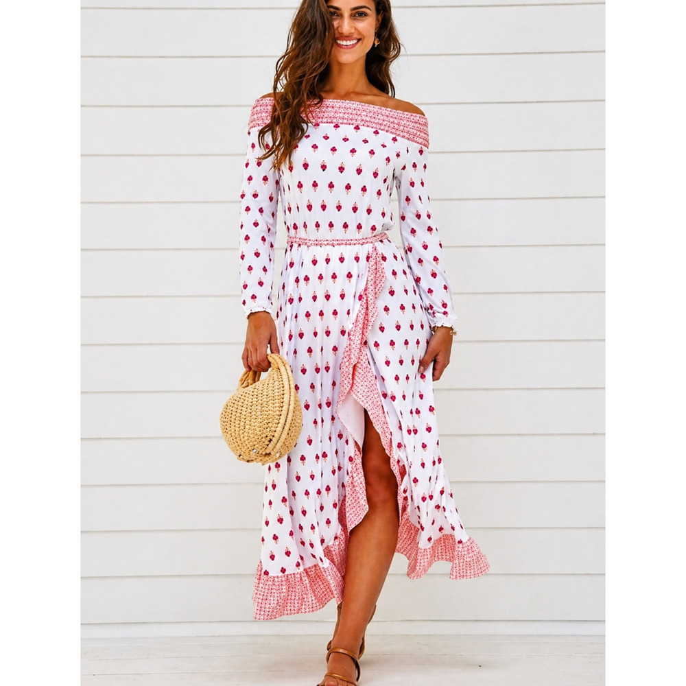 Cabana Life Sun Protection UPF 50+ Dress Womens XLarge Off Shoulder Preppy